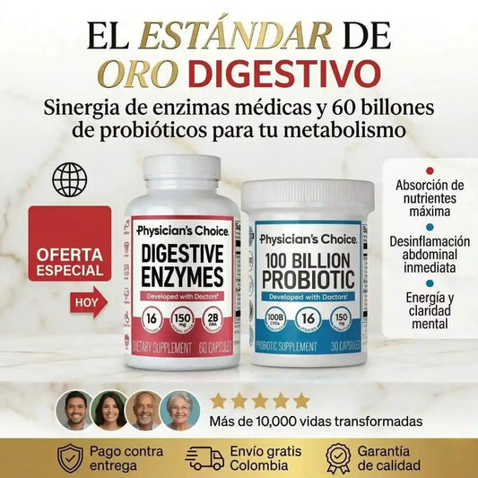 Lleva 1 frasco de 60 Billion Probiotic +🎁  1 frasco de Enzymas Digestivas